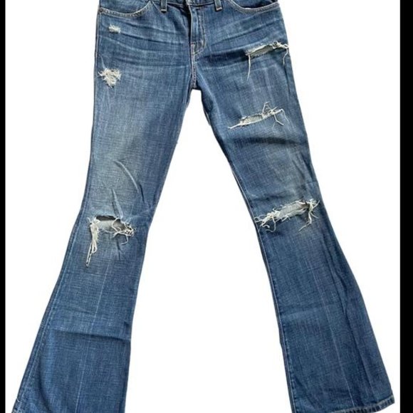 CURRENT ELLIOT | distressed destroy boot cut jeans - Picture 1 of 6
